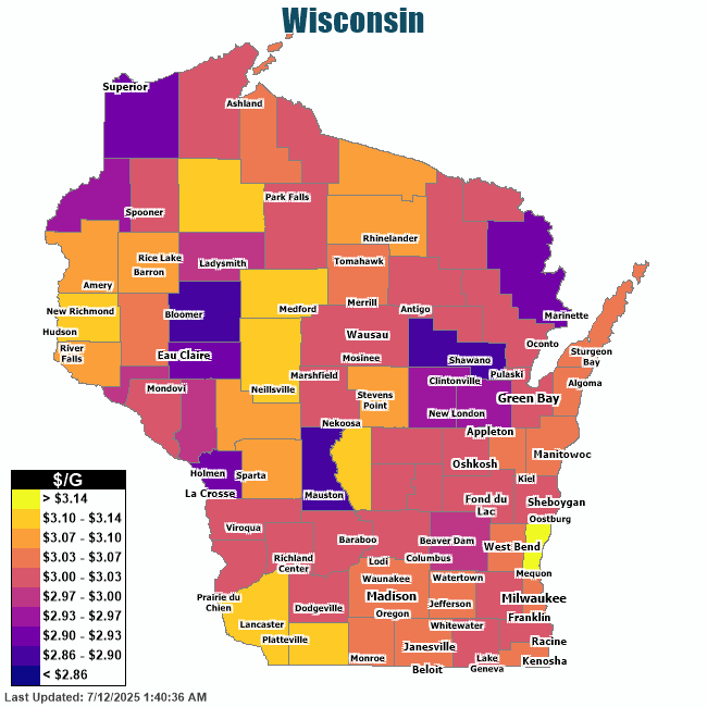 Gas Price Heat Map - Madison Gas Prices