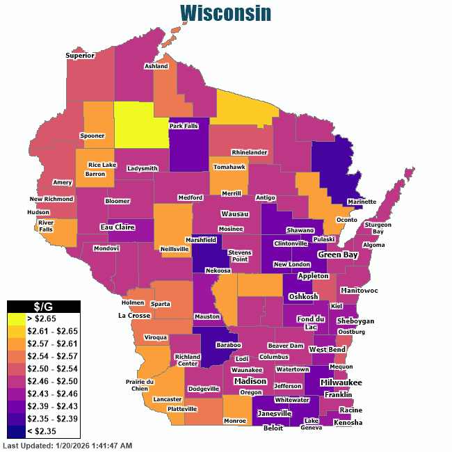 Gas Price Heat Map Wisconsin Gas Prices