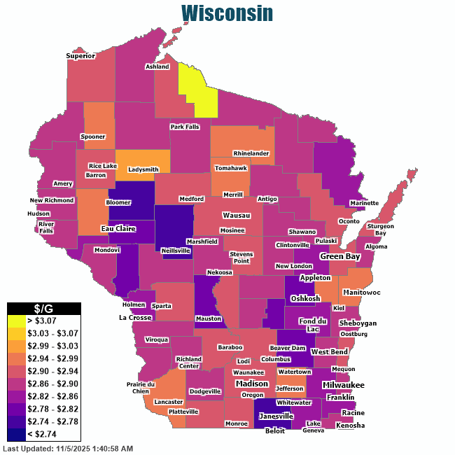Gas Price Heat Map Wisconsin Gas Prices