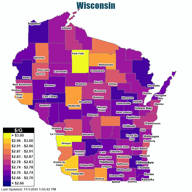 Gas Price Heat Map Wisconsin Gas Prices