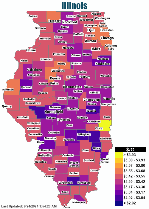 Gas Price Heat Map - Chicago Gas Prices