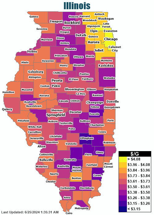 Gas Price Heat Map - Illinois Gas Prices
