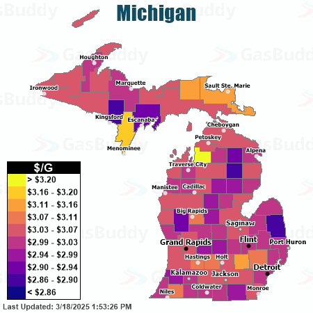 Gas Price Heat Map - Michigan Gas Prices