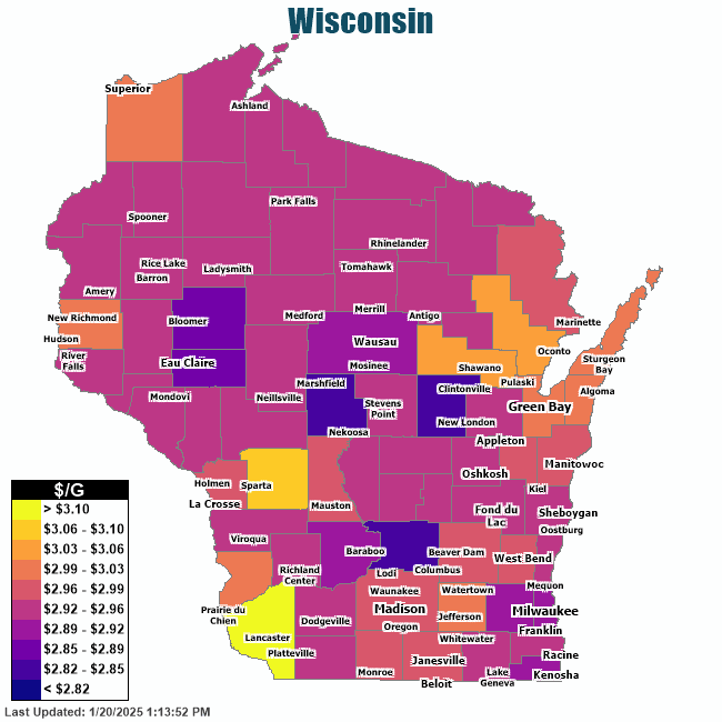 Gas Price Heat Map - Milwaukee Gas Prices